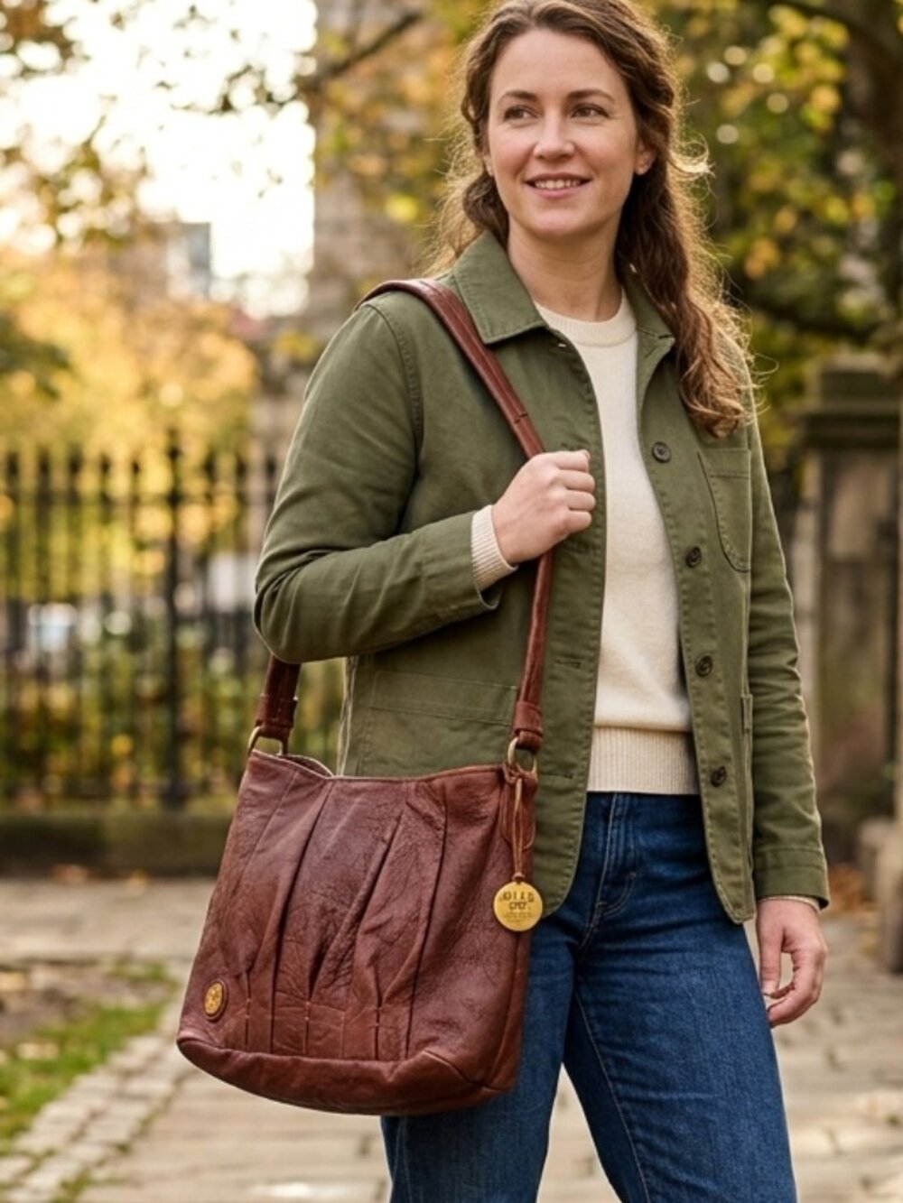 Will Leather Goods Brown Full Grain Leather Pleated Hobo Shoulder Bag